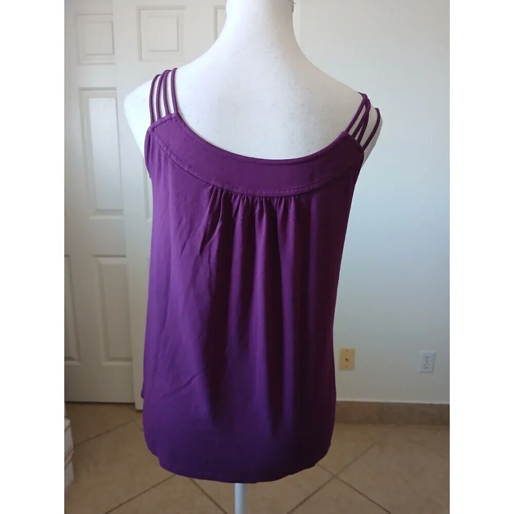 Amass‎ Womens Tank Top Purple Size 2 Sequin Accents Sleeveless Casual Summer